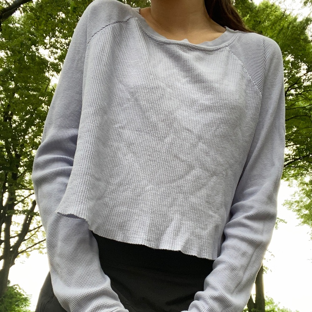 brandy melville blue/grey waffle knit long sleeve